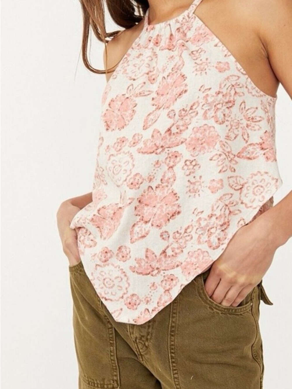 Free People We the Free Daisy Tank Top Tee  in Tea Combo nwot